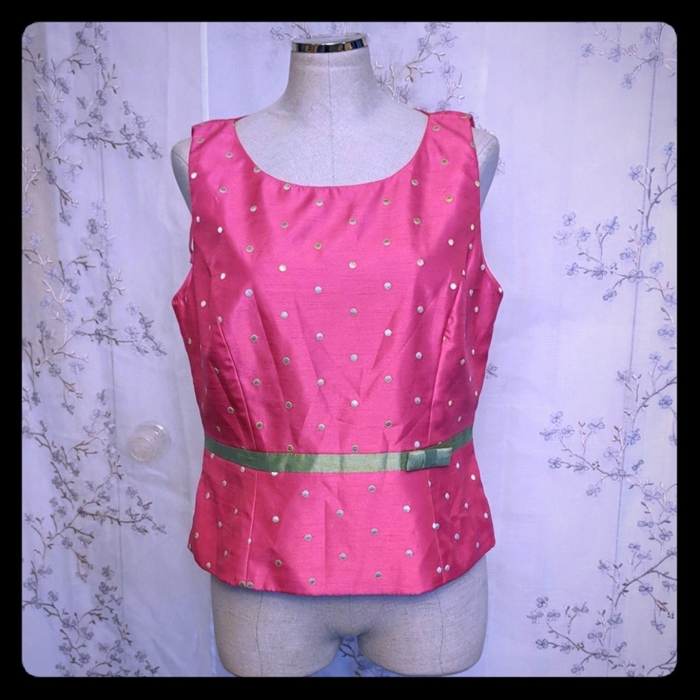 Silky polka dot camisole tank top dressy pink 14